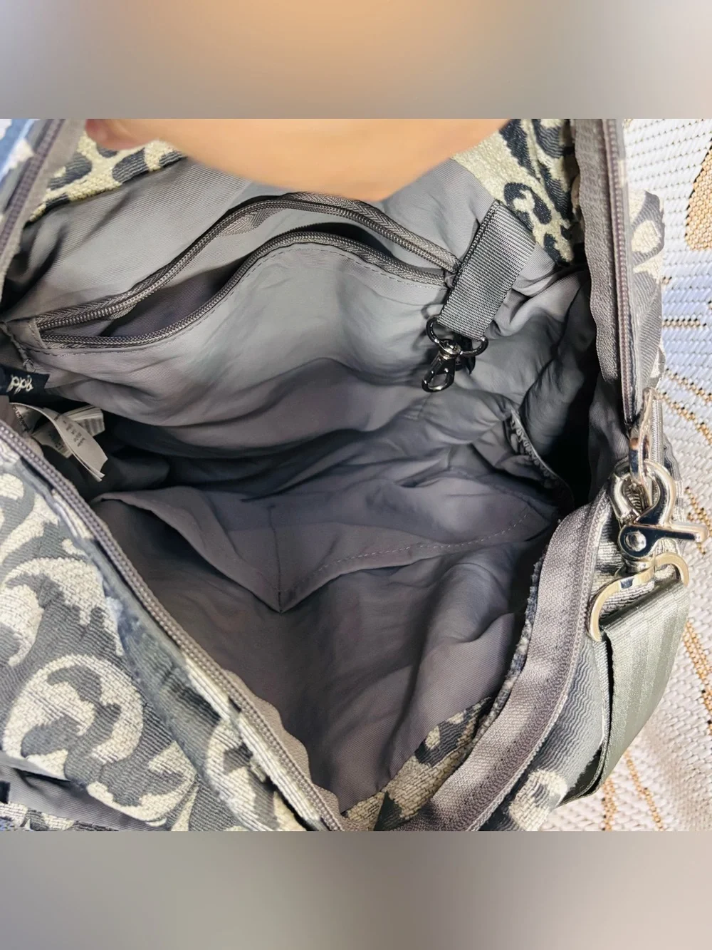 Petunia Pickle Bottom Boxy Backpack Earl Gray Cream Chenille Convertible Diaper